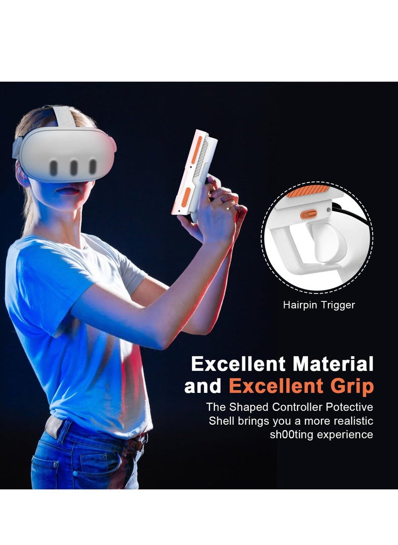 Generic - VR G-un Stock Cover for Meta Quest 3 Controllers Comfortable Silicone Anti Slip Handle Shell Case Protector Weighted Hard Grips Enhanced FPS Games Reality Holding Feels for Oculus Quest3 Controllers - Image 1