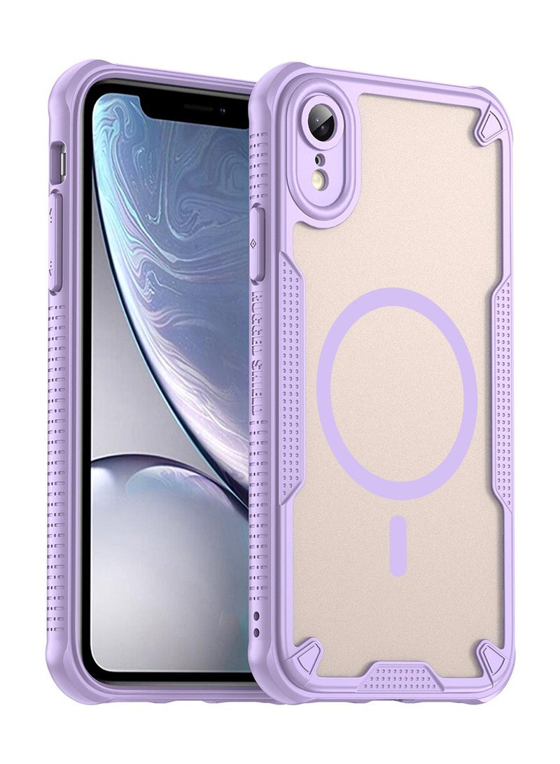 Cover For iPhone XR Armor Glaze MagSafe Magnetic Phone Case Raised edges around the screen and camera lens help prevent scratches - Purple - Image 1