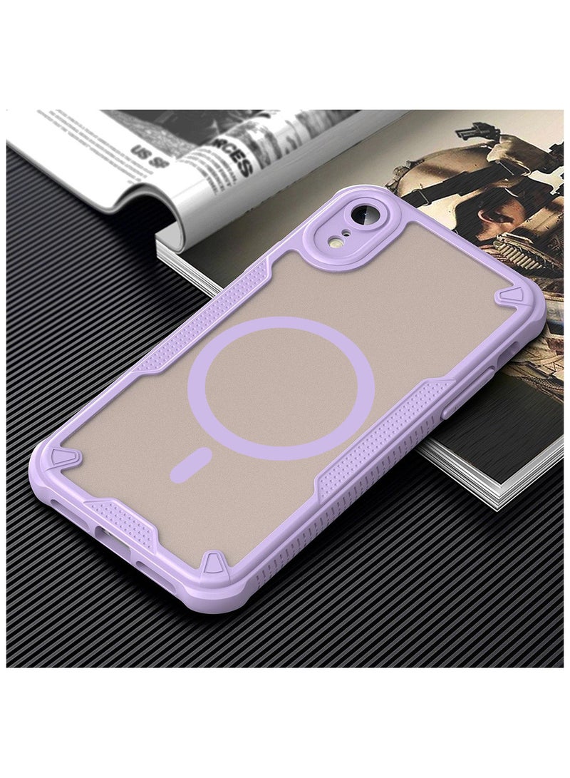 Cover For iPhone XR Armor Glaze MagSafe Magnetic Phone Case Raised edges around the screen and camera lens help prevent scratches - Purple - Image 4