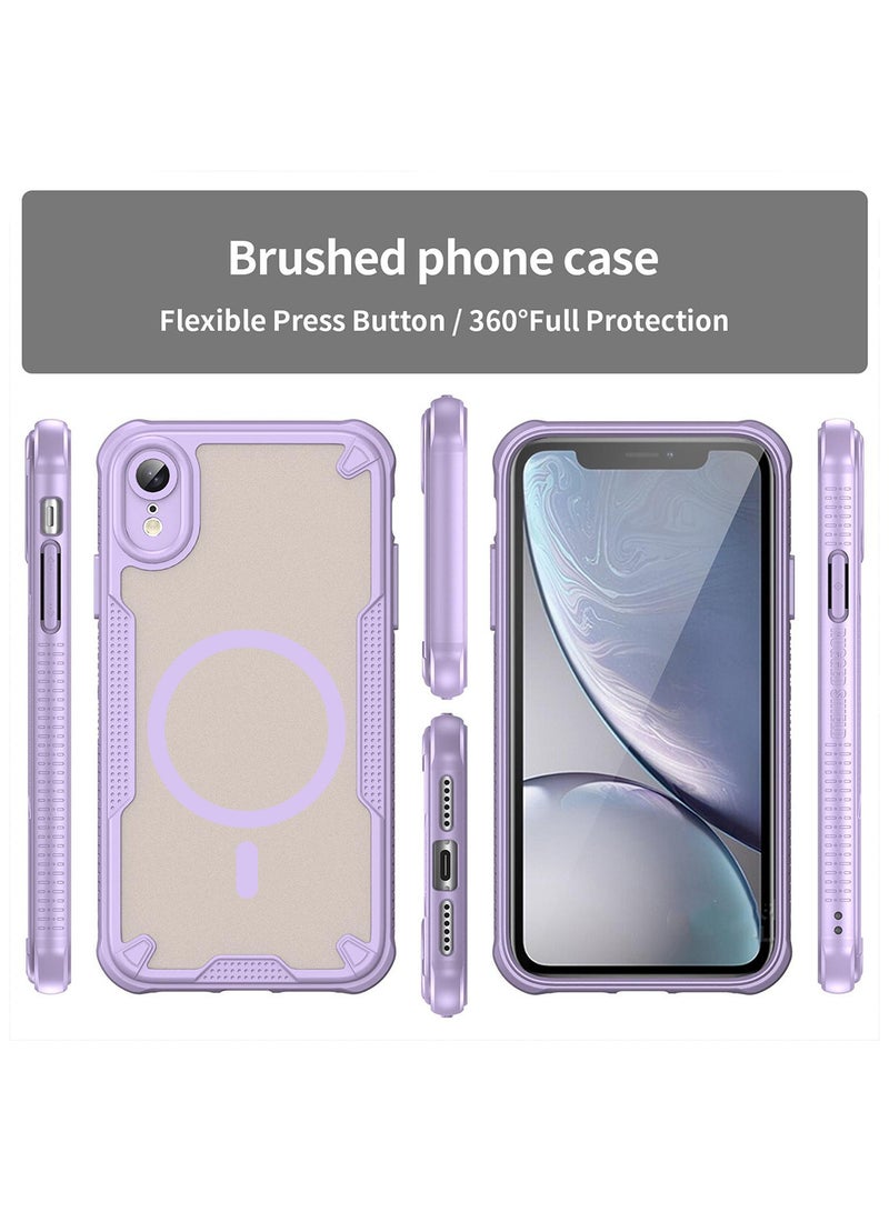 Cover For iPhone XR Armor Glaze MagSafe Magnetic Phone Case Raised edges around the screen and camera lens help prevent scratches - Purple - Image 3