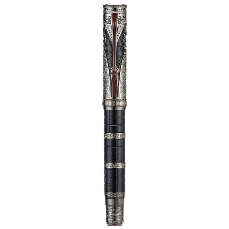 Asvine Hongdian D5X Fountain Pen Black Fine Nib, Qin Dynasty Retro Chinese Totem Engraving with Converter and Pen Box Set - Image 1