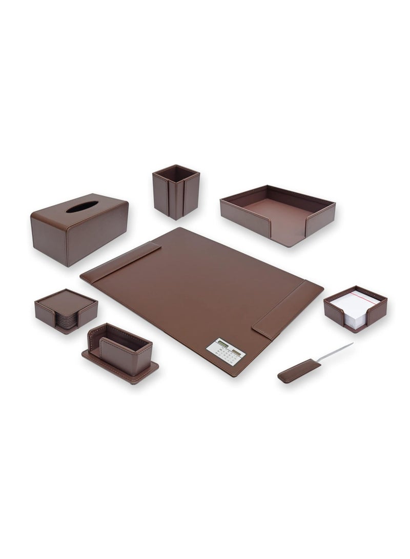 FIS طقم مكتب تنفيذي من اف اي اس، بولي يوريثان إيطالي، 8 مجموعات، بني داكن - FSDSEX201DBR - Image 1