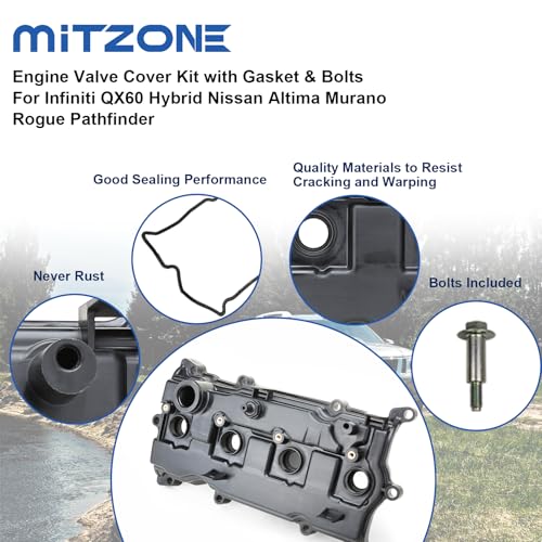 MITZONE Engine Valve Cover Compatible with 2014-2017 Nissan Altima Rogue Murano 2014 Pathfinder 2014-2017 Infiniti Qx60 2.5L Replace # 13264-3KY0A - Image 5
