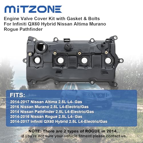 MITZONE Engine Valve Cover Compatible with 2014-2017 Nissan Altima Rogue Murano 2014 Pathfinder 2014-2017 Infiniti Qx60 2.5L Replace # 13264-3KY0A - Image 3