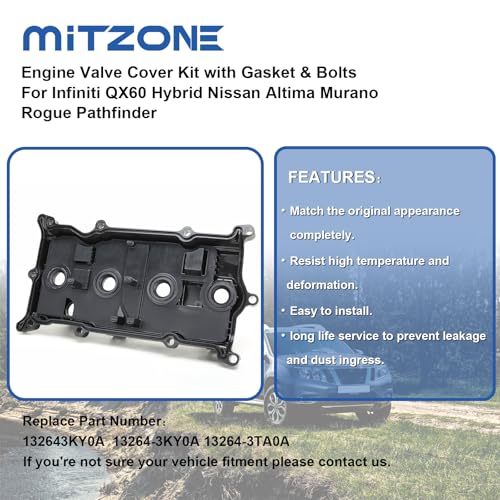 MITZONE Engine Valve Cover Compatible with 2014-2017 Nissan Altima Rogue Murano 2014 Pathfinder 2014-2017 Infiniti Qx60 2.5L Replace # 13264-3KY0A - Image 4