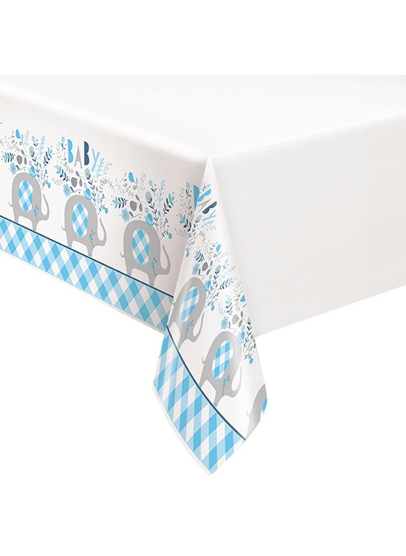 Unique Baby Shower Elephant Tablecloth Blue 137x213cm - Image 1