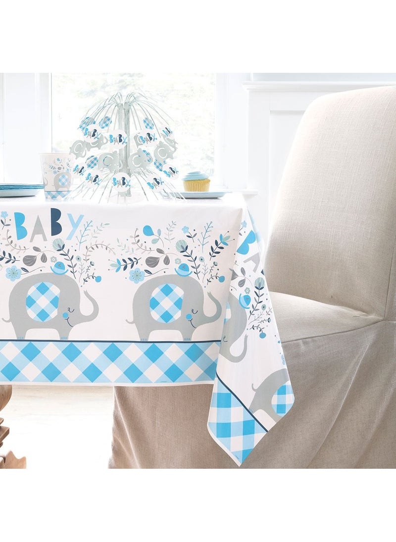 Unique Baby Shower Elephant Tablecloth Blue 137x213cm - Image 3