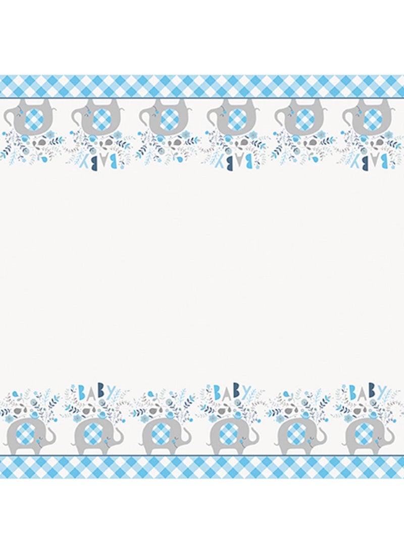Unique Baby Shower Elephant Tablecloth Blue 137x213cm - Image 2