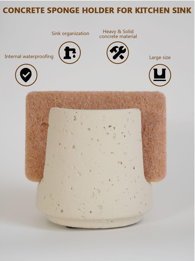 SDALI HOME Concrete Sponge Holder for Kitchen Sink Counter,Kitchen Dish Rack,Sponge Caddy for Sink Countertop Organizer and Elegant Decor,Waterproof/Heavy (Light Beige) - Image 3