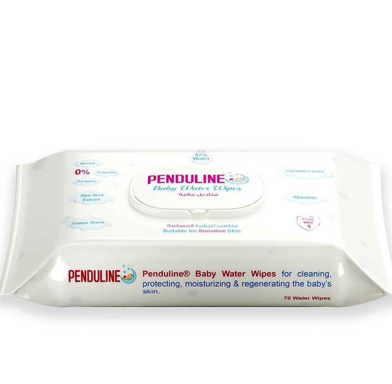 Penduline Baby Wipes With  97% Water | 70pcs | Calendula |Safe for New Born | Sensitivie Skin | Zero Alcohol - Fragrance - Parabens - Image 3