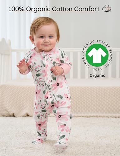 Yoofoss Baby Pajamas 100 Organic Cotton Newborn Sleepers Boys Girls Clothes 3Pack Soft infant Footed PJs with Mitten Cuffs Zipper Footies Pajamas - Image 3