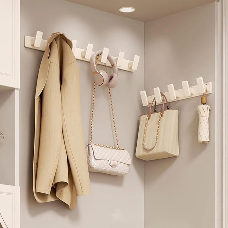 Milk White Wall Mounted Coat Rack with 4 Hooks for Stylish Storage and Organization - Image 3