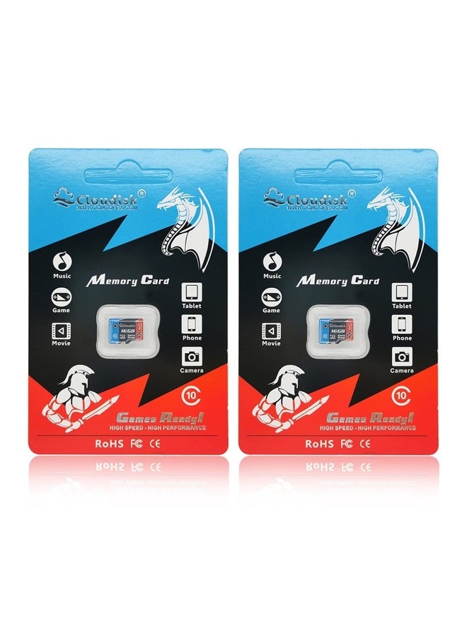 Cloudisk 2Pack Micro SD Card 16GB U1 Class 10 Micro SDHC High Speed Memory Card Optimized for Gaming, Cell Phone, Camera, Tablets and Drones - Image 1