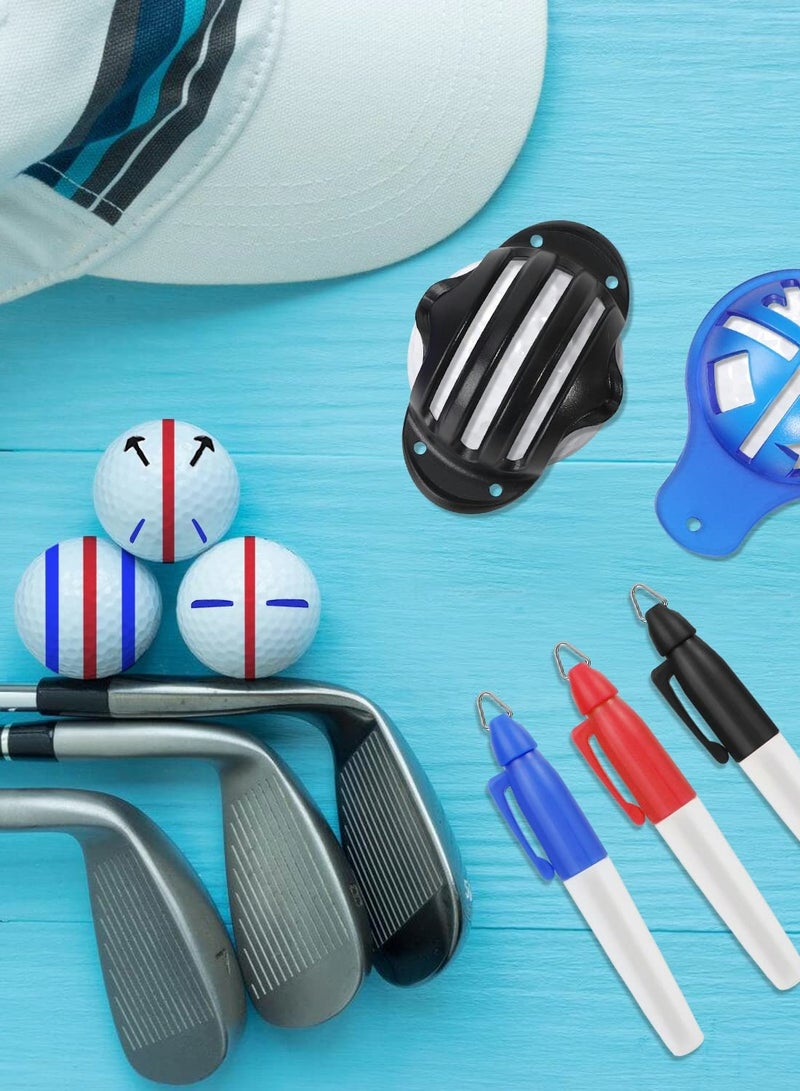 12-Piece Precision Golf Ball Marker Set: Includes 3 Marking Stencils, 6 Letter & Pattern Templates, 3 Colored Markers, and a Golf Ball Line Marking Tool for Alignment and Identification. - Image 3
