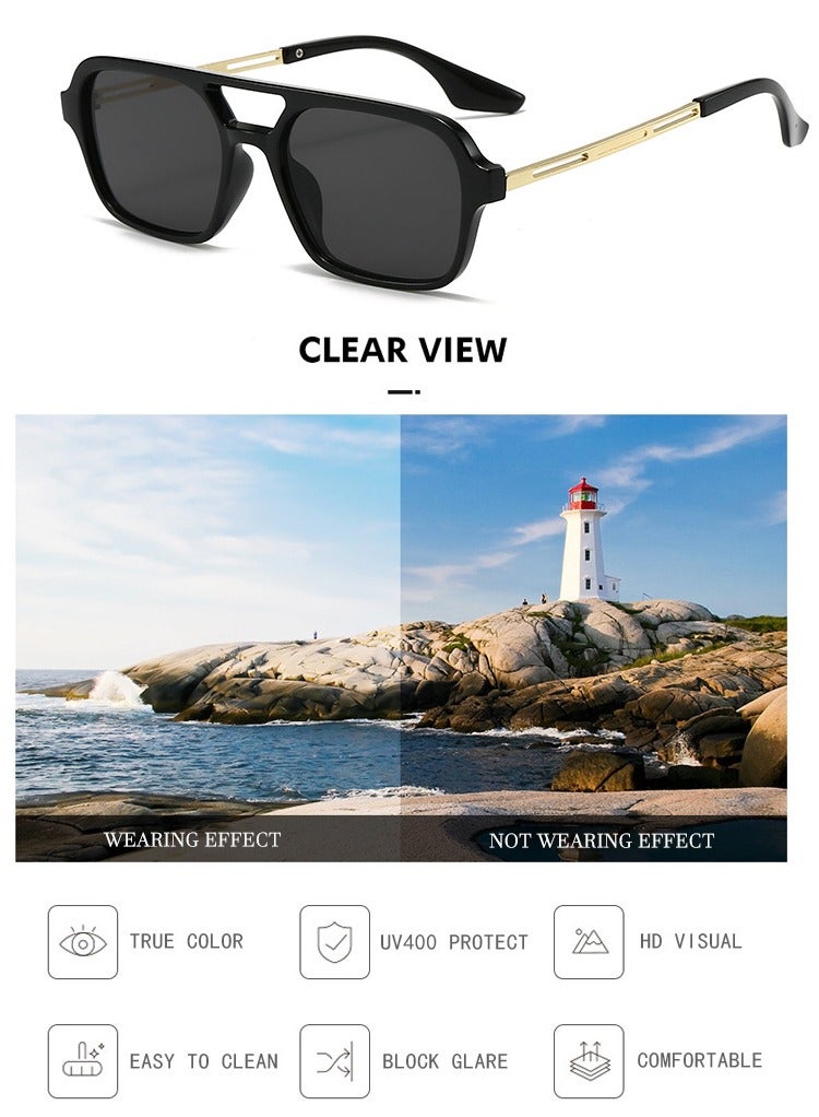 يوك نظارات شمسية ريترو أفياتور للنساء والرجال بإطار عصري كلاسيكي من السبعينيات نظارات شمسية أفياتور - Image 3