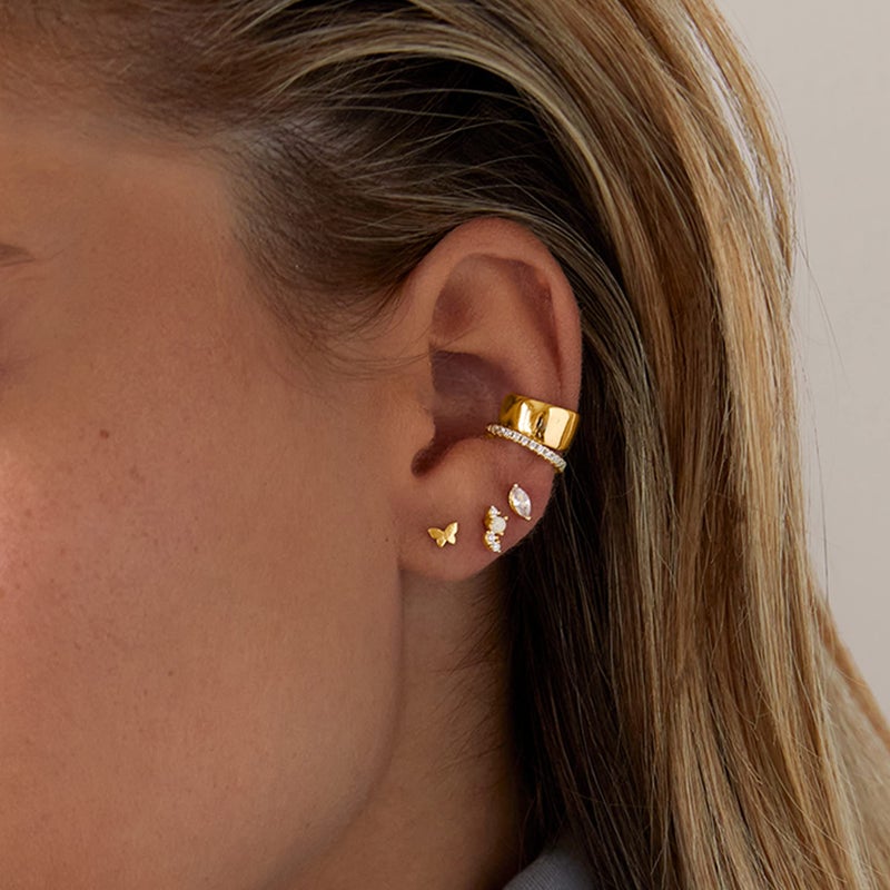 PAVOI 14K Rose Gold Plated Solid 925 Sterling Silver Post Cubic Zirconia Flat Back Earrings for Women | Marquise Cartilage Earring | Helix Piercing Jewelry | Small Stud Earrings - Image 2