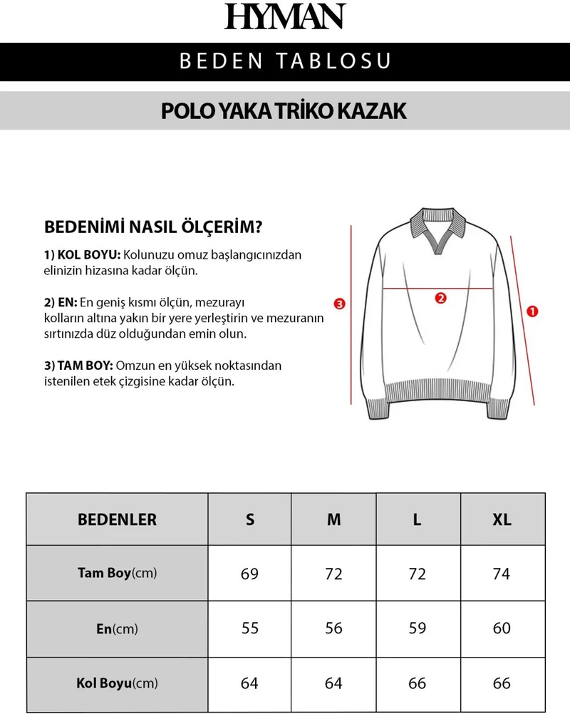 هايمان Men's Polo Collar Ribbed Oversize Knitwear Sweater