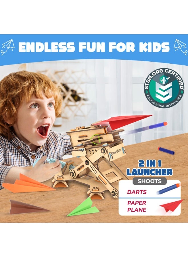 سمارتيفيتي لعبة سمارتيفيتي 2 في 1 طائرة هيدروليكية وقاذفة سهام للأطفال من سن 6 إلى 14 عامًا | تُطلق الطائرات/السهام لمسافات بعيدة في الهواء | هدايا عيد ميلاد للأولاد والبنات | لعبة علمية تعليمية للأطفال من سن 6 إلى 14 عامًا - Image 2