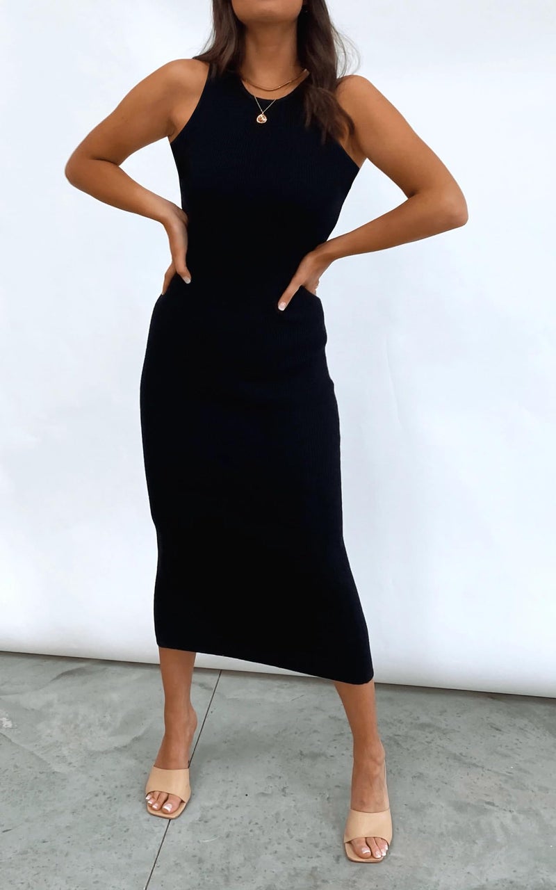 Toochki Women's Black Spandex Solid Bodycon Western Dress | A line | Winter | Western | Latest | Trendy | Midi |One Piece - Image 5
