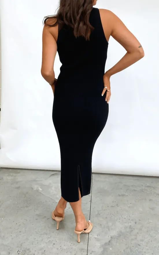 Toochki Women's Black Spandex Solid Bodycon Western Dress | A line | Winter | Western | Latest | Trendy | Midi |One Piece - Image 4