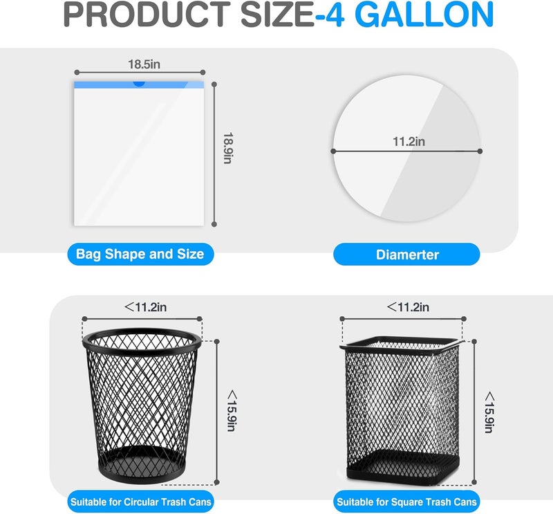 Charmount Small Trash Bags 4 Gallon, 200 Count Drawstring Mini Garbage Bags, Plastic Trash Can Liners for Bathroom, Office, Bedroom – Super Value Bulk - Image 2