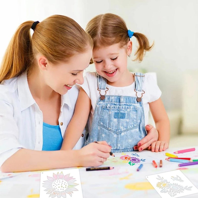 eageus 6 Inch Sunflower Stencils Reusable Flower Stencils for Painting on Wood, 25 Pieces Floral Stencil DIY Craft Template for Painting on Furniture, Canvas, Wall, Home Decor(Sunflower) - Image 4