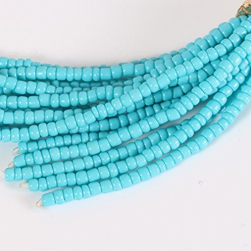 NLCAC Women's Beaded tassel earrings Long Fringe Drop Earrings Dangle Turquoise - Image 4