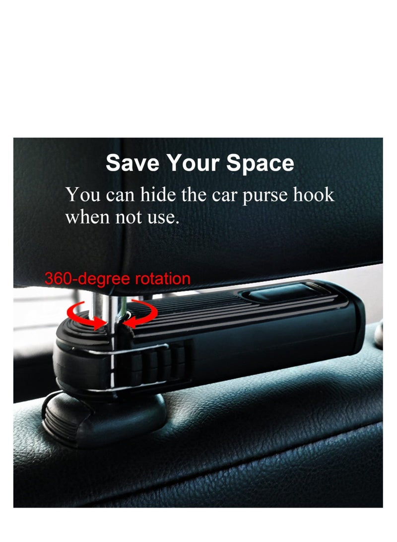 Captaintech Car Headrest Hidden Hook, New Upgraded 2 in 1 Car Seat Hook with Phone Holder, 360° Rotation Car Hooks for Purses and Bags, Grocery Bag & Handbag (3 PCS) - Image 4
