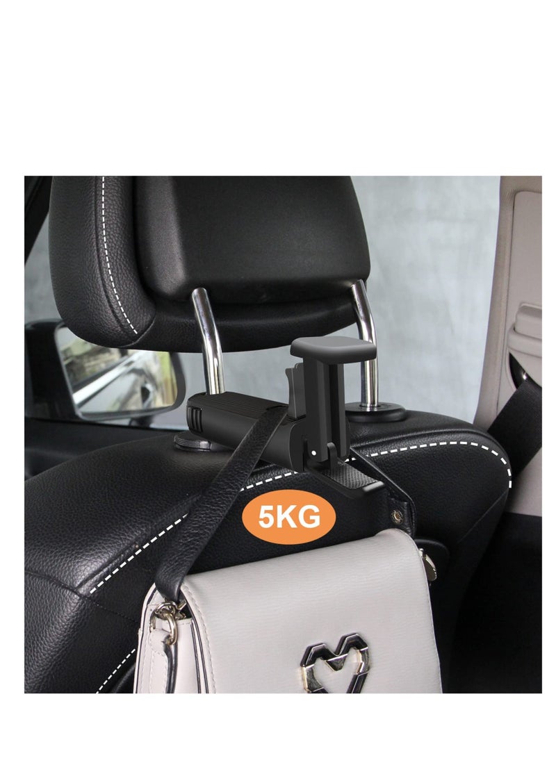 Captaintech Car Headrest Hidden Hook, New Upgraded 2 in 1 Car Seat Hook with Phone Holder, 360° Rotation Car Hooks for Purses and Bags, Grocery Bag & Handbag (3 PCS) - Image 2