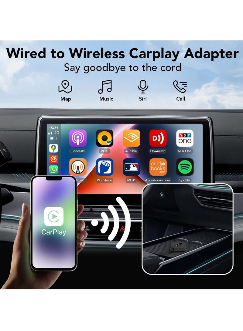 2023 Upgrade Carplay Wireless Adapter, Wireless Carplay Adapter Dongle for iPhone, Carplay Adapter Bluetooth 5.8GHz WiFi, Wireless CarPlay Dongle Adapter Supports iOS 10-16 Plug & Play - Image 2