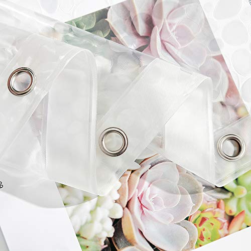 EurCross Stall Shower Curtain Liner for Narrow Small Showers 54 x 72inch, 1.15LB Heavyweight Waterproof Clear EVA Cobblestone Shower Liner with 5 Magnets and Hooks, 9 Metal Holes - Image 3