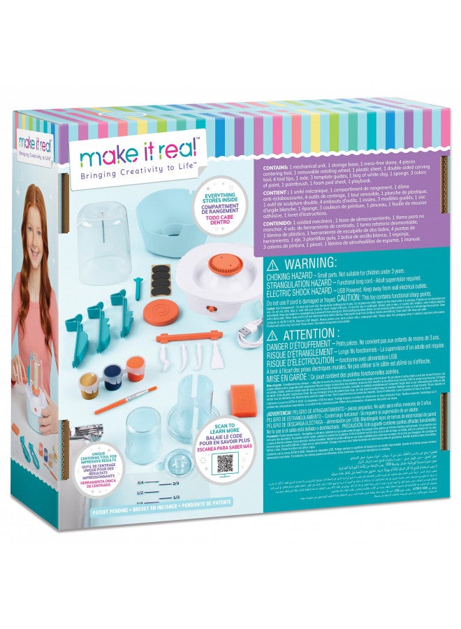 Make It Real استوديو الفخار المصغر - مجموعة فخار DIY مكونة من 26 قطعة مع طين جاف خالي من الفوضى - أنشئ 10 مشاريع مصغرة، من المبتدئين إلى المستويات المتقدمة - أداة توسيط مبتكرة - رائعة للأطفال من عمر 8 سنوات - Image 1