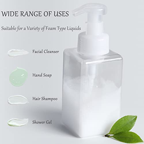 coldchill Foaming Soap Dispenser, 450ml(16oz) Refillable Modern Square Pump Bottle for Shampoo, Body Wash, Liquid Soap, PETG Plastic Empty Soap Dispenser for Kitchen, Bathroom, Hospital, Clinic. 2 Pcs (Clear) - Image 5