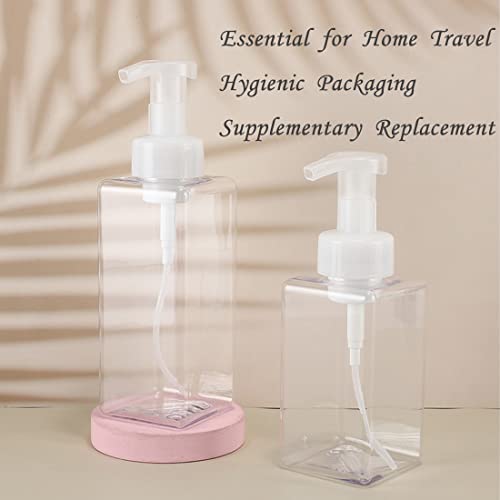 coldchill Foaming Soap Dispenser, 450ml(16oz) Refillable Modern Square Pump Bottle for Shampoo, Body Wash, Liquid Soap, PETG Plastic Empty Soap Dispenser for Kitchen, Bathroom, Hospital, Clinic. 2 Pcs (Clear) - Image 3