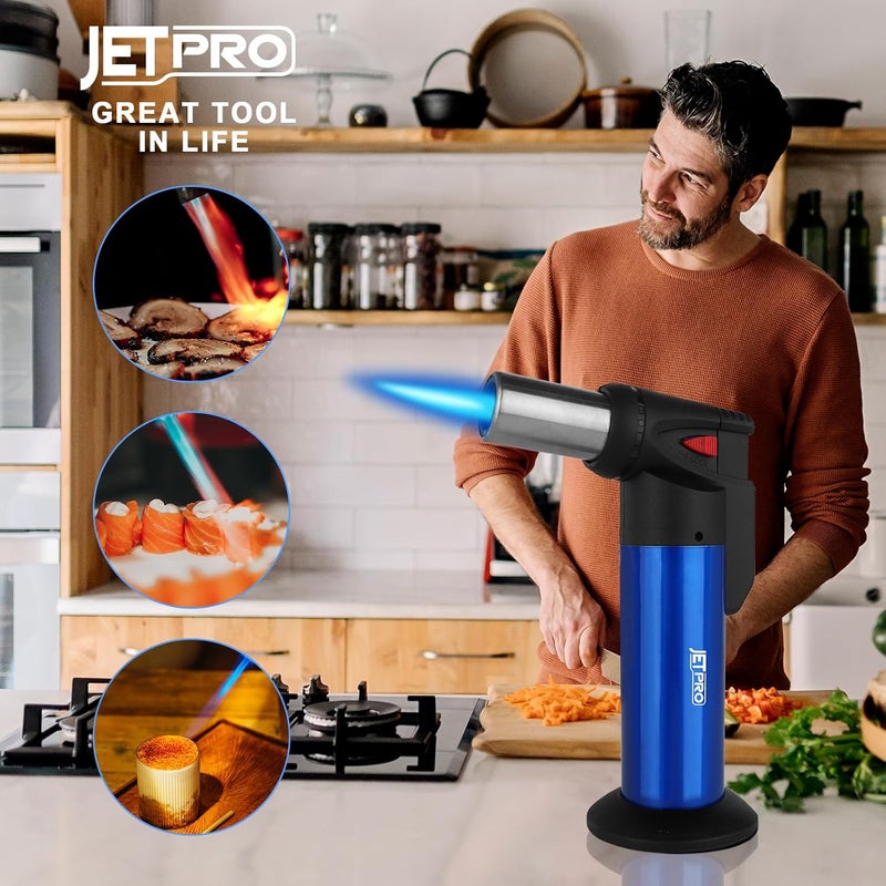 JETPRO ولاعة شعلة البيوتان بعملية يد واحدة Torch للطبخ في المطبخ للشواء والخبز والكريمة (غاز البيوتان غير مملوء مسبقًا) - Image 2
