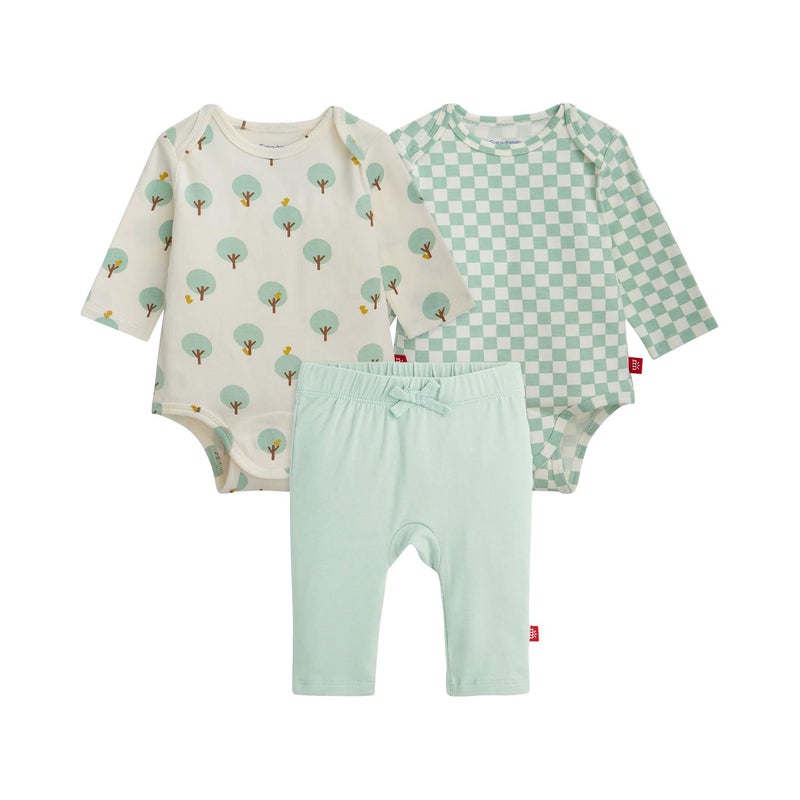Magnetic Me Cloudstretch 2-Pack Bundle | Magnetic Baby Bodysuit & Pants Combo | Sprout Check Combo | 3-6 Months