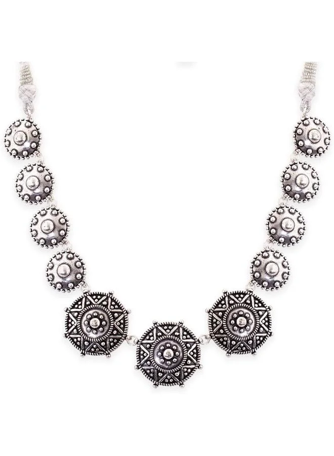 VOYLLA Voylla Rava Ball Brass Oxidized Statement Necklace For Women