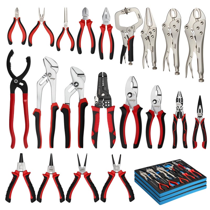 DISEN Pliers Set, 21 Pieces Full Assortment of Plier with EVA, Versatile Pliers Tool Set for Plyers Ideal as Home Use, Holiday, Fathers' Day Gift - Image 1