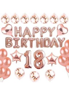 18th Birthday Balloon Party Decoration, 39pcs Happy Birthday Balloons Rose Gold Latex Balloons Confetti Balloons Star Heart