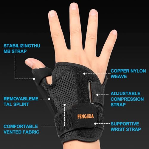 FENGJIDA Thumb Brace - Carpal Tunnel Wrist Brace Relief and Tendinitis Arthritis Sprained, Thumb Spica Splint Wrist Support to Help Sleep, Treat Trigger Finger Splint Sprained Relieve Pain - Fit Left and Right Hands - Image 3