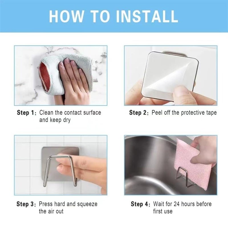 DOOMSDAY 2-Piece Self-Adhesive Stainless Steel Kitchen Sink Sponge Holder, No-Drill Wall-Mounted Storage Rack for Sponges, Brushes, And Pot Lids, Waterproof Organizer for Kitchen & Bathroom - Image 3