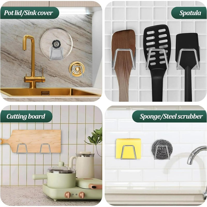 DOOMSDAY 2-Piece Self-Adhesive Stainless Steel Kitchen Sink Sponge Holder, No-Drill Wall-Mounted Storage Rack for Sponges, Brushes, And Pot Lids, Waterproof Organizer for Kitchen & Bathroom - Image 5