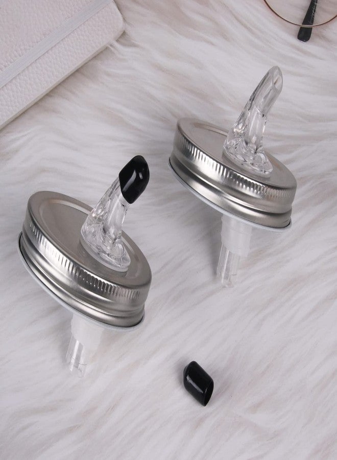 ziHenryDa Mason Jar Pour Spouts. free flow Mason Jar Pour Spouts, mason jar for spout regular mouth size 70mm dispenser germination cover. Suitable for any liquid. LeakProof 2Pack + 4 Black Lid Caps (2 Pack - Image 5