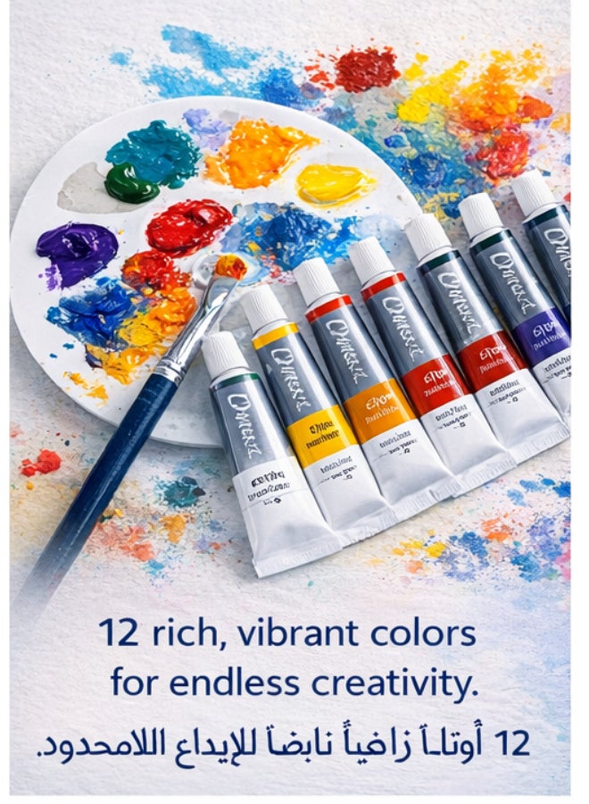 ديلي مجموعة ألوان غواش من دماست ديلي EC320-12، 12×12 مل، ألوان فنية إبداعية للطلاب - Image 3