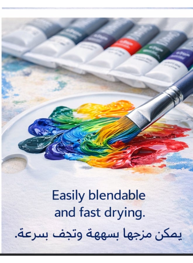 ديلي مجموعة ألوان غواش من دماست ديلي EC320-12، 12×12 مل، ألوان فنية إبداعية للطلاب - Image 4