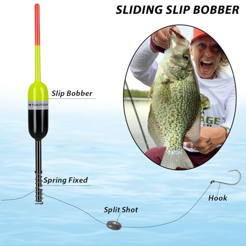 THKFISH Fishing Bobbers - 5pcs Slip Bobbers for Fishing - Balsa Floats - Crappie, Bass, Trout, Walleye, Panfish, Northern Pike, Catfish - 1.5"X0.59"X5.4" - Image 2