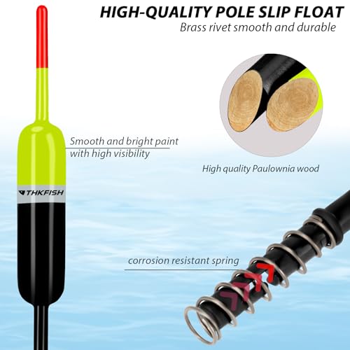 THKFISH Fishing Bobbers - 5pcs Slip Bobbers for Fishing - Balsa Floats - Crappie, Bass, Trout, Walleye, Panfish, Northern Pike, Catfish - 1.5"X0.59"X5.4" - Image 3