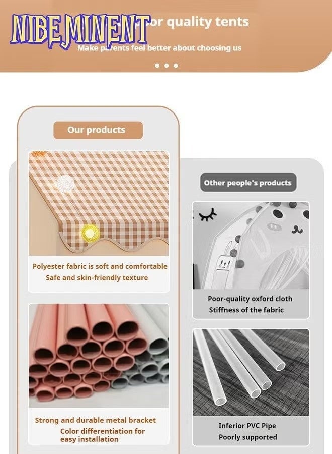 NIBEMINENT Large Kids Tent House Indoor Outdoor,Toddler Play Tent With Birthday Party Decoration,Play house for Baby Princess Castle Tent, Kids Indoor Room Toys for Girls and Boys（Tent + Cotton Ball Lamp） - Image 4