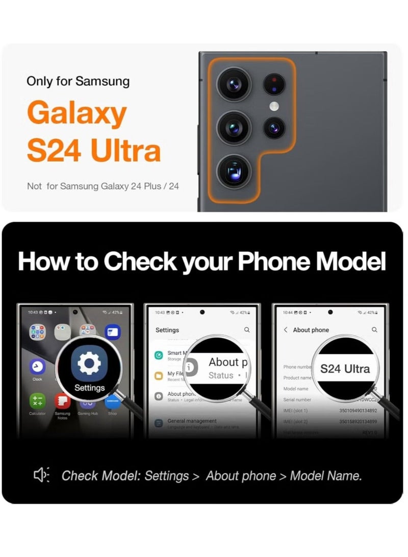 MUNTAQI حافظة شفافة لسامسونج جالاكسي S24 ألترا مع دعم الشحن اللاسلكي، واقي صدمات، حماية ضد الخدوش، وتصميم نحيف متين لهاتف 6.8 إنش - Image 2