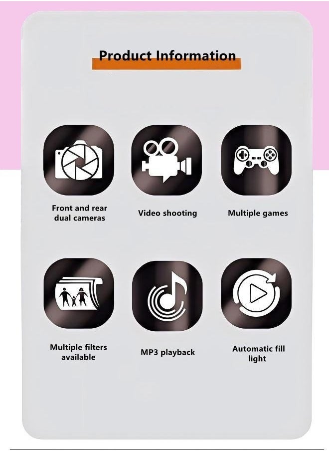 Generic - Digital Camera, 4k Kids Camera LED Filling Lights Point and Shoot Digital Camera, Small Compact Camera for Kids Boys Girls,  64GB SD Card, Card Reader, OTG adapter - Image 1